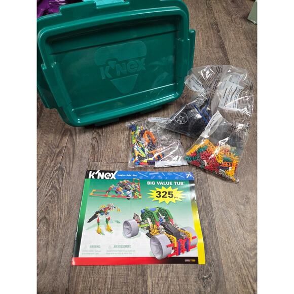 K'NEX 325 Piece Big Value Tub Brand New Builder's Set w/ Green Tote - Picture 1 of 5